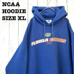 アメリカ古着 NCAA オーバーサイズカレッジプリントスエットパーカー XL 青