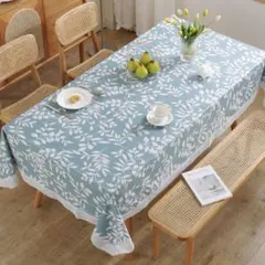 テーブルクロス ダイニングテーブル 140×180 防水 撥水 リーフブルー
