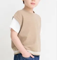 ブランシェス 重ね着風鹿の子半袖Tシャツ130cm