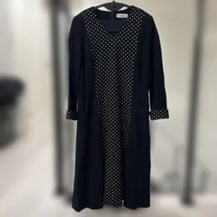 Lutilin ネイビー ドット柄 ロングワンピース