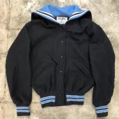 古着 90年代 DeLONG セーラースタジャン USA製 ブラック ウール S