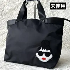 未使用✨ハッピーフェイス レディエマ 軽量 トートバッグ カード入れ 内蔵 黒