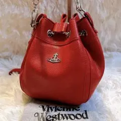 未使用級 ヴィヴィアンウエストウッド ショルダーバッグ 2way 巾着型 レッド