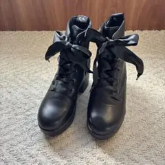 【美品】22cmリボン結び風ブラックブーツ