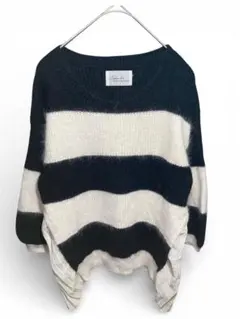 レファレア　ネイビーとホワイトのストライプニット