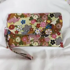 御朱印帳入れ ストラップ付 和柄乱華(茶)