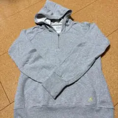 adidas フード付きジッパーパーカー グレー