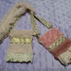 インド刺繍リボンスマホショルダーバッグ3点セット