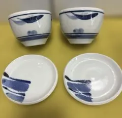 砥部焼 圭仙窯 湯飲み （小鉢）2個 窯不明小皿 2個セット