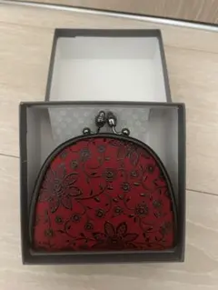 INDEN-YA 花柄がま口財布 赤　印伝　新品未使用