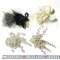 4点まとめて　髪飾り　コームタイプ　和装　洋装　日本製　着物　ドレス