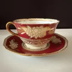 【傷や汚れあり】オールドノリタケ ティーカップ&ソーサー 赤