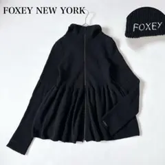 可愛い♡フォクシーニューヨーク RIB KNIT HOODIE ロゴ カシミヤ混