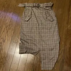 オゾック　OZOC  ロングスカート　スリット　チェック　ベルト