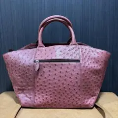 オーストリッチレザー ピンク ハンドバッグ
