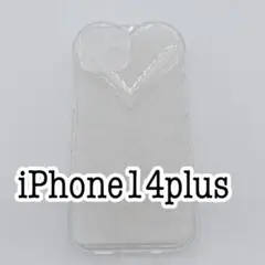 iPhone14plusケース　ゆるかわハートケース　クリア　透明