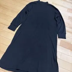 GU長袖 ロングリブワンピース カットソー　M