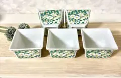 有田焼　藍窯　角鉢　和食器　色絵　花柄　小鉢　5点セット