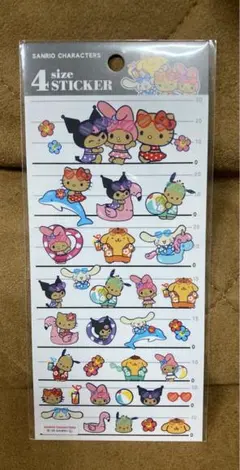 日焼け　サンリオキャラクター　4サイズステッカー　キティ　クロミ　マイメロ