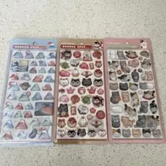 【正規品】ボンボンドロップシール 和柄 和猫 縁起物 富士山　３枚セット