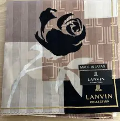LANVIN 花柄 薔薇　大判　ハンカチ 綿100%