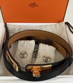 新品未使用 エルメス ケリーベルト黒 W刻印 HERMESケリーベルトPG HERMES エルメス ベルト ケリー18 ブラック ゴールド金具 ヴォー