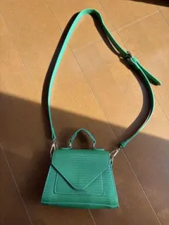 グリーン クロコダイル風 ショルダーバッグ