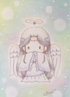 手描き　色鉛筆画　小さな天使3-2 癒し　エンジェル　ヒーリング