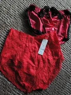 【 総レース & 刺繍ショーツ・２枚セット 】