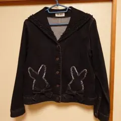 PINK HOUSE ウサギ刺繍 デニムジャケット　黒