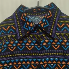 レトロ　幾何学模様 長袖ワンピース　11号