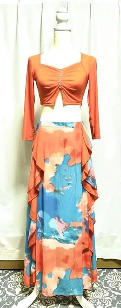 ベリーダンス セットアップ オレンジと青