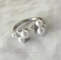 ホワイトパール クリスタル リング 指輪 フォーマル セレクト インポート