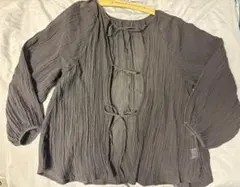 【美品】CIAOPANIC TYPY黒ブラック楊柳ぽわん長袖リボンプルオーバー