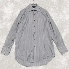 アレキサンダージュリアン ストライプ柄長袖シャツ M ブラウン 白 メンズのサムネイル