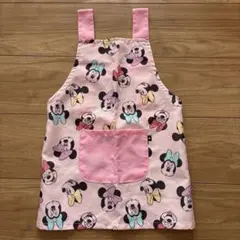 ミニーマウス柄ピンクエプロン100〜110