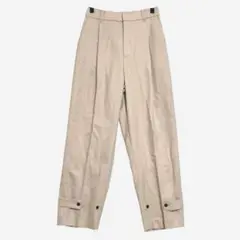 ヒューマンウーマン　ワンタックウールパンツ　センタープレス　ベージュ　S