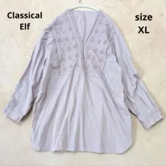 クラシカルエルフ　エンブロイダリーブラウス　チュニック　XL　大きいサイズのサムネイル