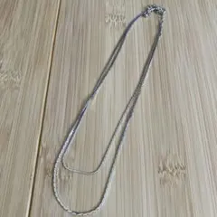 シルバー 2連チェーンネックレス