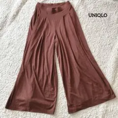 UNIQLO ブラウン ガウチョパンツ ウエストゴム M 241-193403