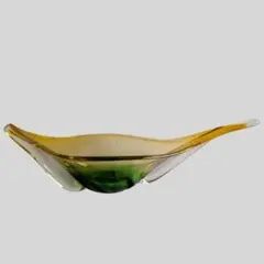 花器 花瓶 フラワーベース ガラス ガラス器　置物 小物入れ　インテリア　黄緑系