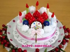 フェルト　ままごと　お誕生日苺ホールケーキ ろうそく５本 出産祝　誕生祝