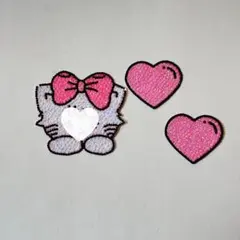 デコうちわ パーツ ストーン 猫 ‪‪ハート ピンク 羽