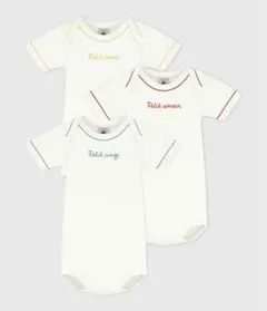 カバーオール　肌着　半袖ボディ　3枚組 PETIT BATEAU プチバトー