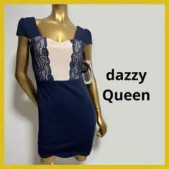 【4905】dazzy Queen ベルト付 レース バイカラー ミニドレス