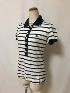 T495BURBERRY BLUE LABEL 半袖ストライプポロシャツ38