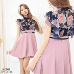 dazzy store 花柄ハイネックリボンAラインミニドレス