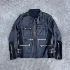 レザー×メッシュ ギミックライダースジャケット 黒 バイカー y2kのサムネイル
