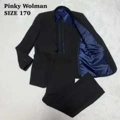 pinky wolmanメンズスーツ パンツウォッシャブル】スーツ 黒無地 Pinky Wolman 通年