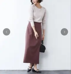 【美品】 Rouge vif ウール混セミフレアスカート ローズ 34のサムネイル